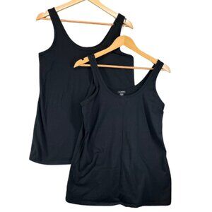 Two Black Torrid Tank Tops Stretchy Cotton Spandex Blend size 1 (or 1X)